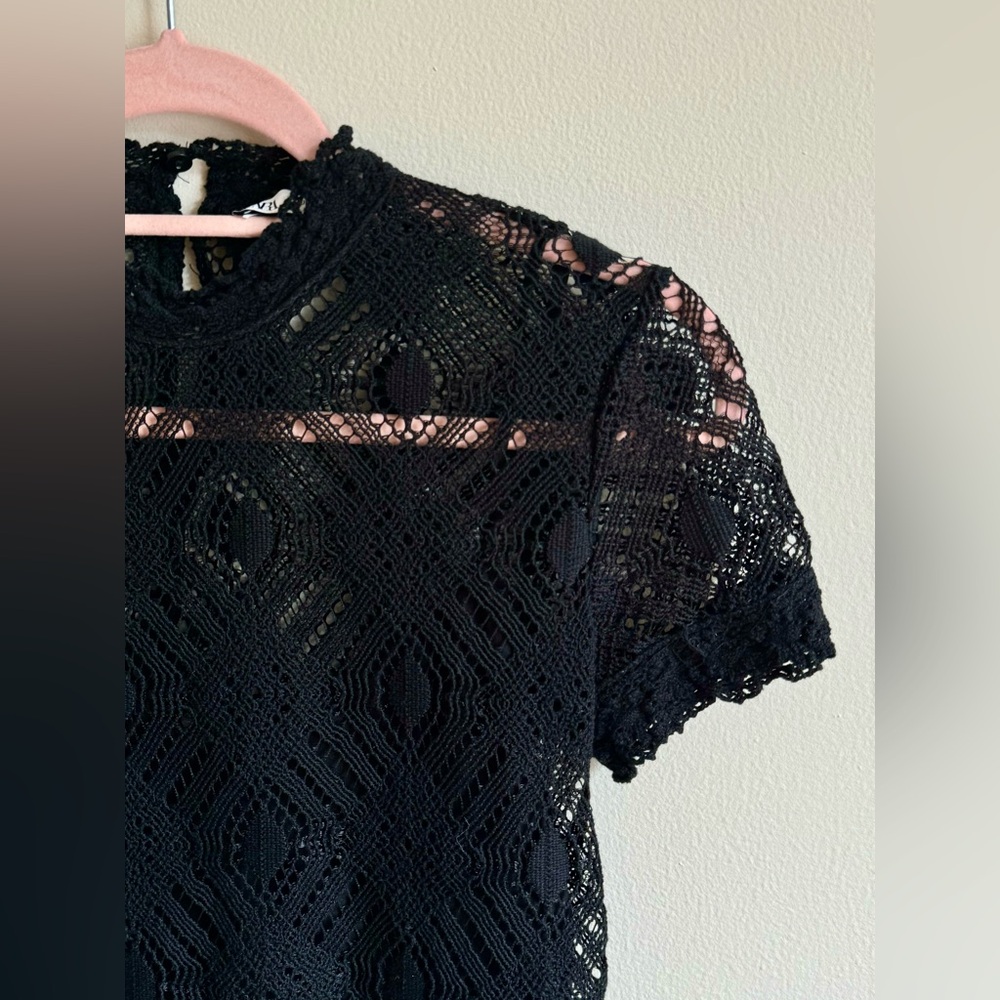 Zara black crochet top